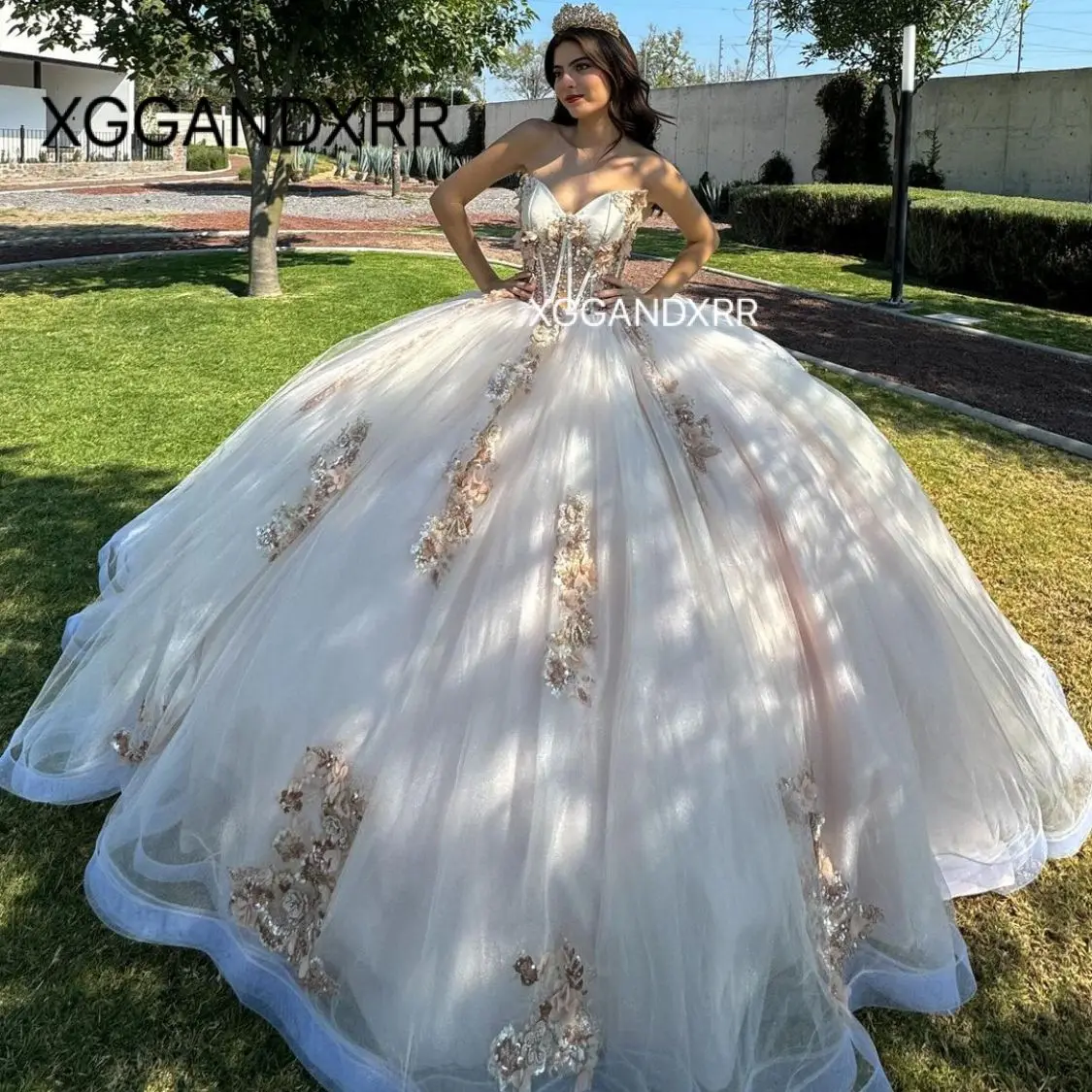 

Light Champagne Quinceanera Dresses 2024 Lace Applique Sweet 15 16 Birthday Party Gown Corset Vestidos De 15 Años Miss Prom Gala