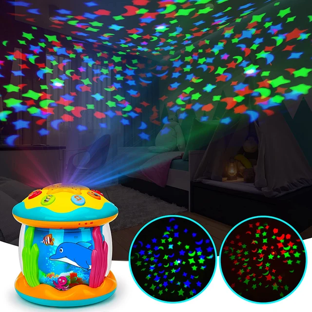 Jouets pour bébés de 1 à 3 ans, projecteur rotatif de lumière océanique, jouets musicaux Montessori, jouets sensoriels éducatifs précoces, cadeaux pour tout-petits 2