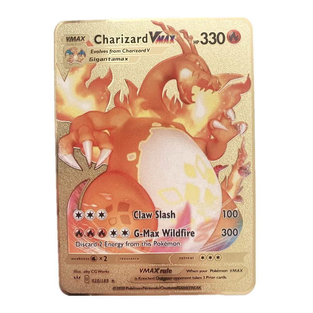 New 10000 Point Arceus Vmax Pokemon Card Metal DIY Card Charizard Gold Limited Edition Gift Game Collector Card for Kids