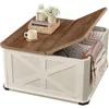 Farmhouse Coffee Table with Storage, Square Coffee Table for Living Room, Center Table with Flip-Top Lids 2
