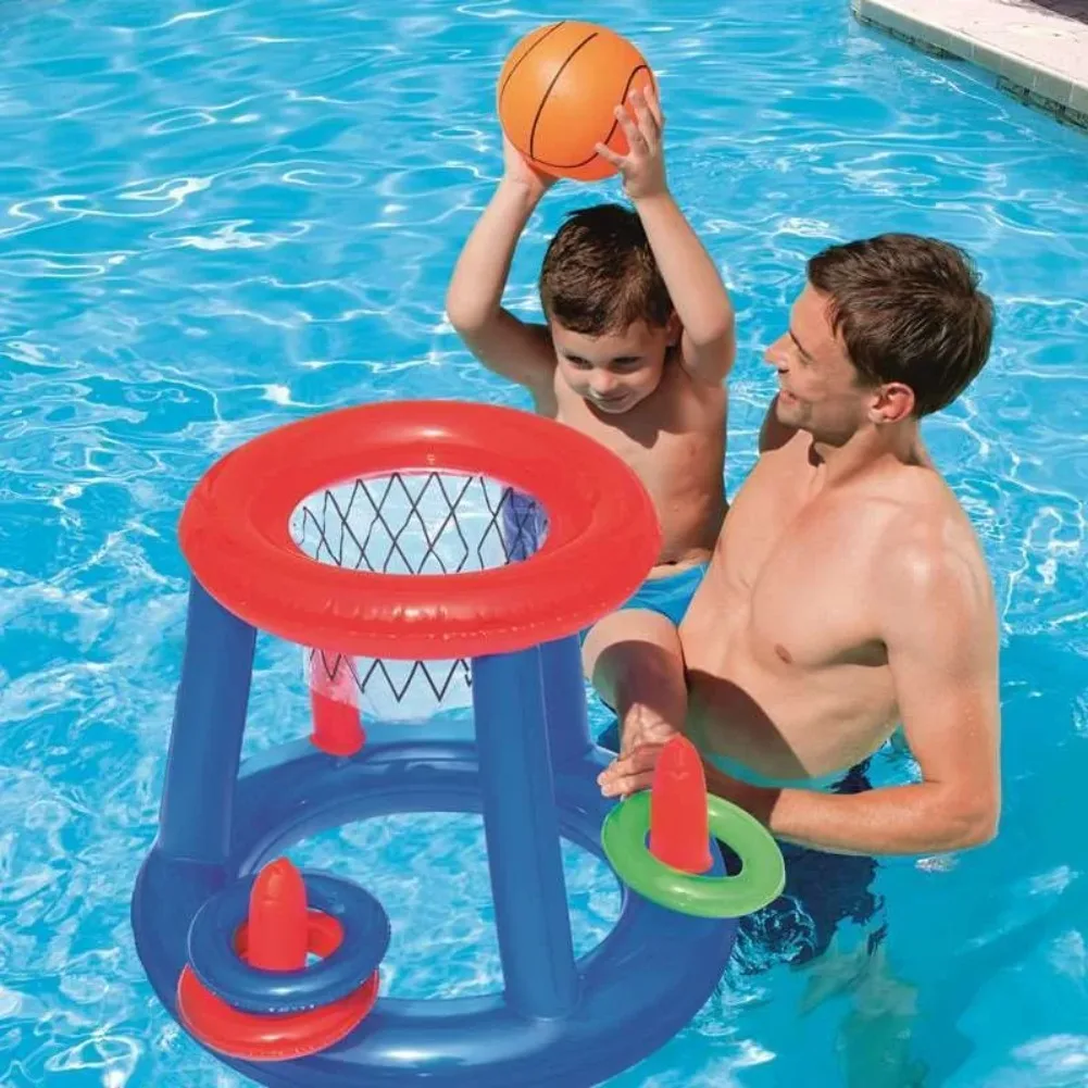 Outdoor Swimming Water Toy Pool Beach accessories Inflatable Ring Throwing Ferrule Game Set Floating Pool Toys Beach Fun Summer