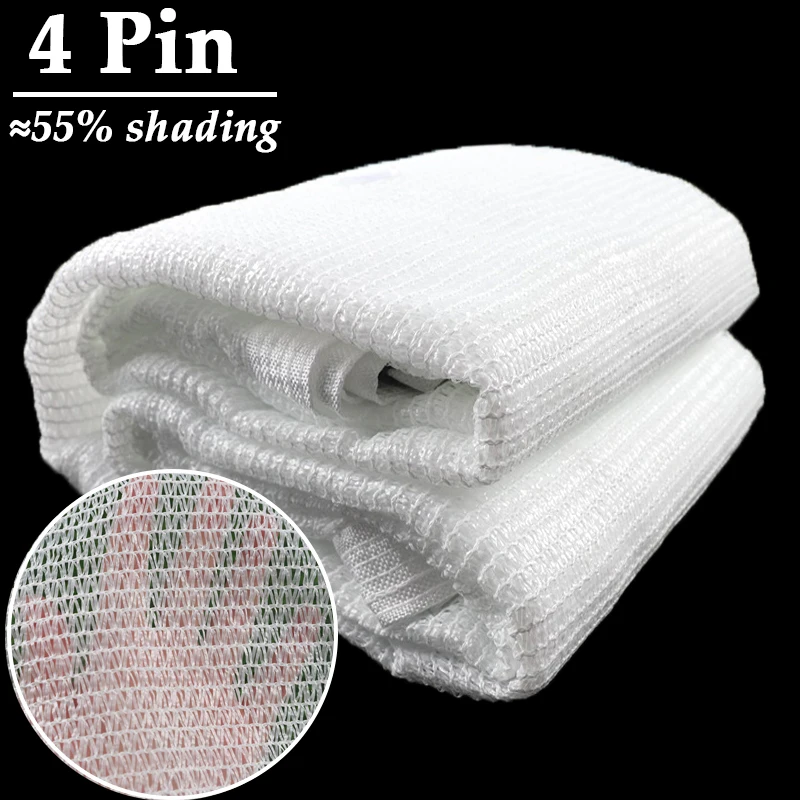 4Pin 55% Shading White Sun Shade Net Greenhouse Shading Cover Balcony Gazebo Sunshade Net Garden Succulent Plants Sun Shelter