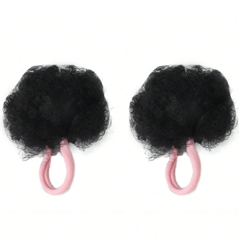 2 Pezzi Piccoli Chignon Sintetici Afro Puff, Acconciatura Riccia Crespa per Ragazze, Bambini, Neonati e Donne di Colore - immagine 5