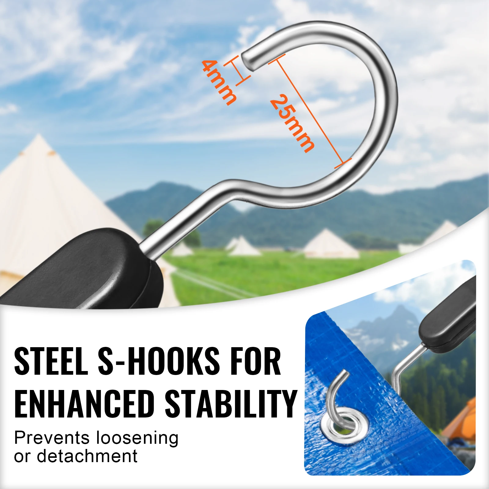 SucceBuy 4pcs Stretch Elastic Bungee Cords with Steel S-Hooks Flat Bikes Rope Tie Car Luggage Roof Rack Cargo Trucks Straps