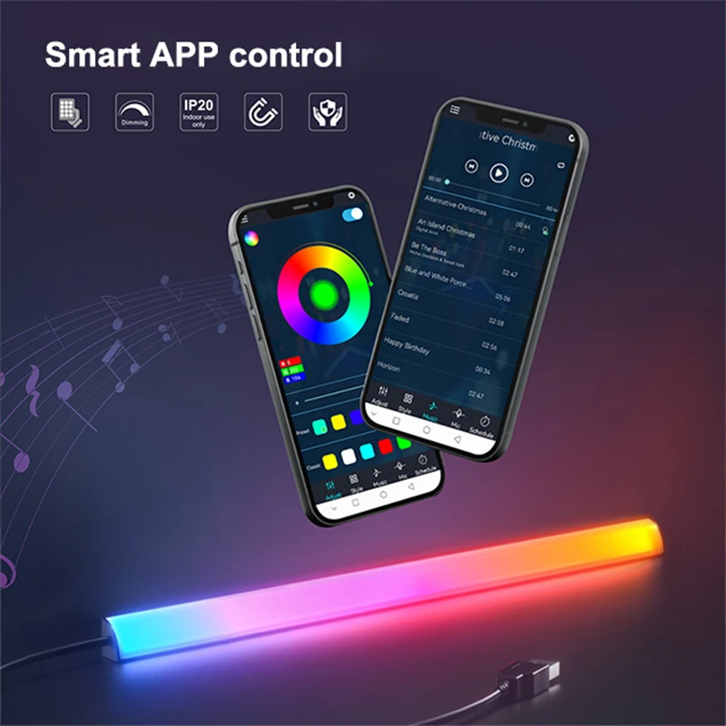 Rgbic Under Monitor Light Bar Gaming Ambient Lamp App Timing Switch 5v