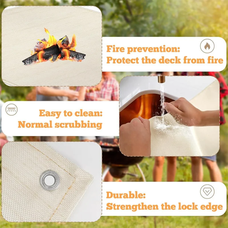 Outdoor Camping Fireproof Cloth Picnic Barbecue Insulation Mat Flame Retardant High Temperature Fire Blanket Fiberglass Mat