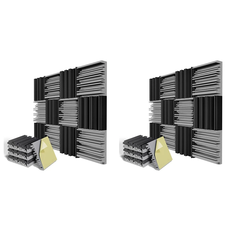 

24 Pack Self-Adhesive Sound Proof Foam Panels,12 X 12 X 2 Inches Acoustic Foam,For Wall,Home,Studio