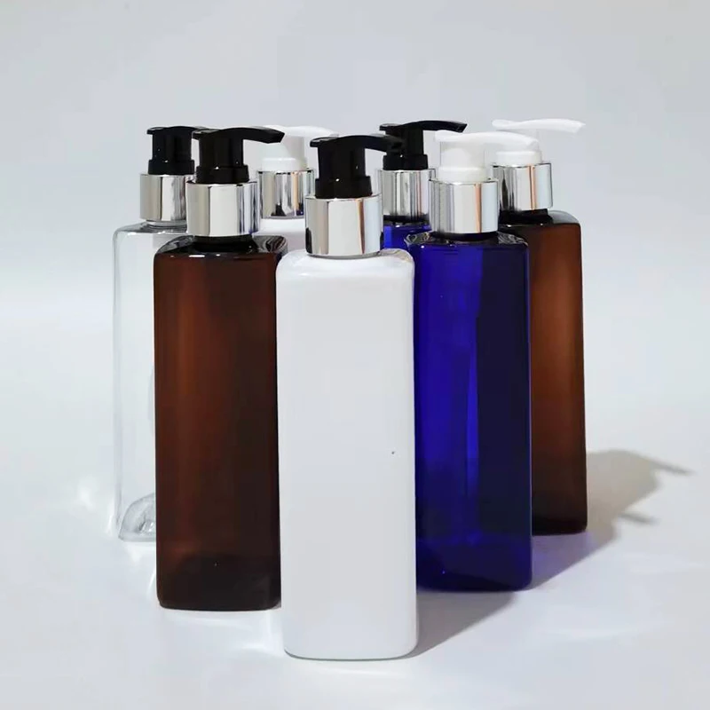 20pcs 250ML Empty Plastic Lotion Pump Bottle With Silver Aluminum Collar Refillable Shampoo