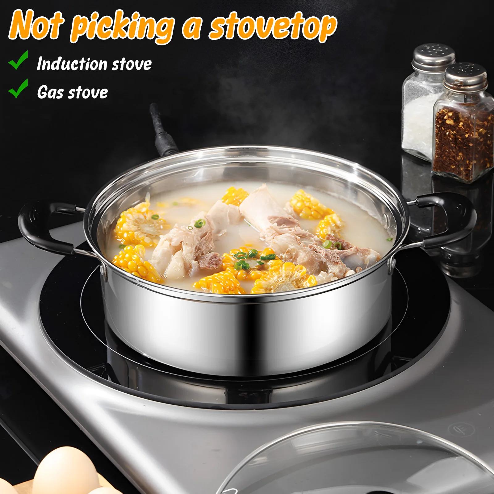 Egg Poacher Stainless Steel Poached Egg Maker Pot Poaching Pan with 4 Cups Poached Cooker Pot Multipurpose Stovetop