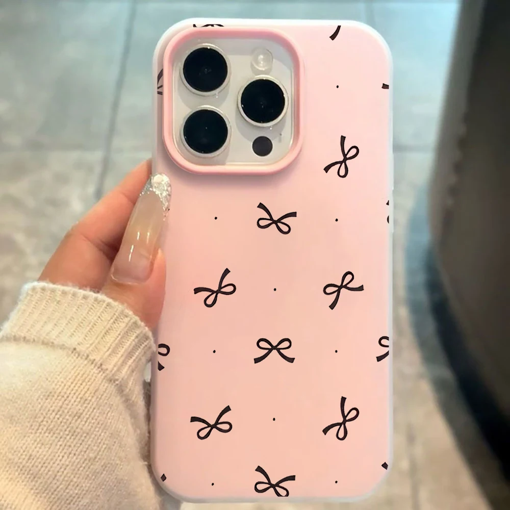 Adorable Polka Dot Bow Silicone Phone Case - Soft TPU Cover
