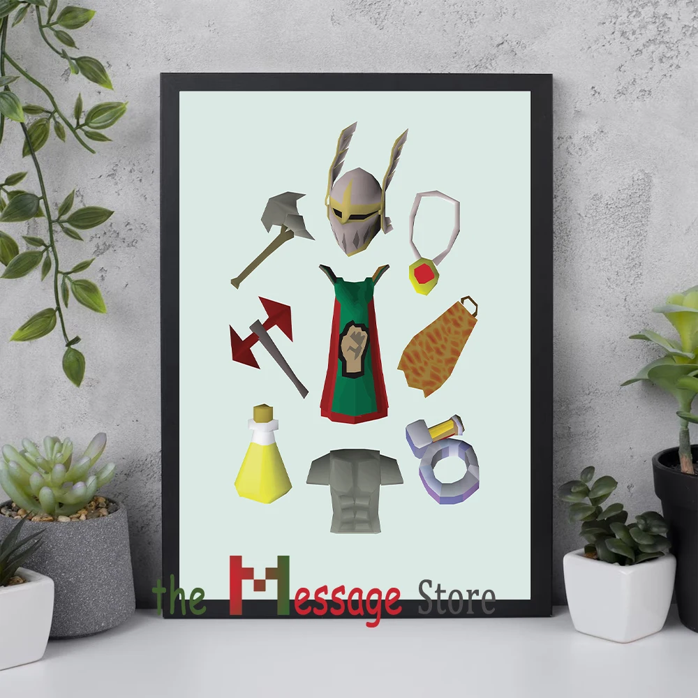 OSRS 스킬케이프 포스터, 캔버스 인쇄, 런이스케이프 스킬 케이프, 비디오 게임 장식, 게임방 소년 룸 아트