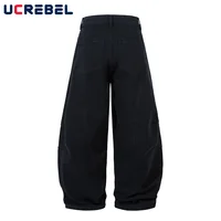Washed Dark Scimitar Jeans Mens Spring Summer Spliced High Street Loose Wide Leg Denim Pants Men 2