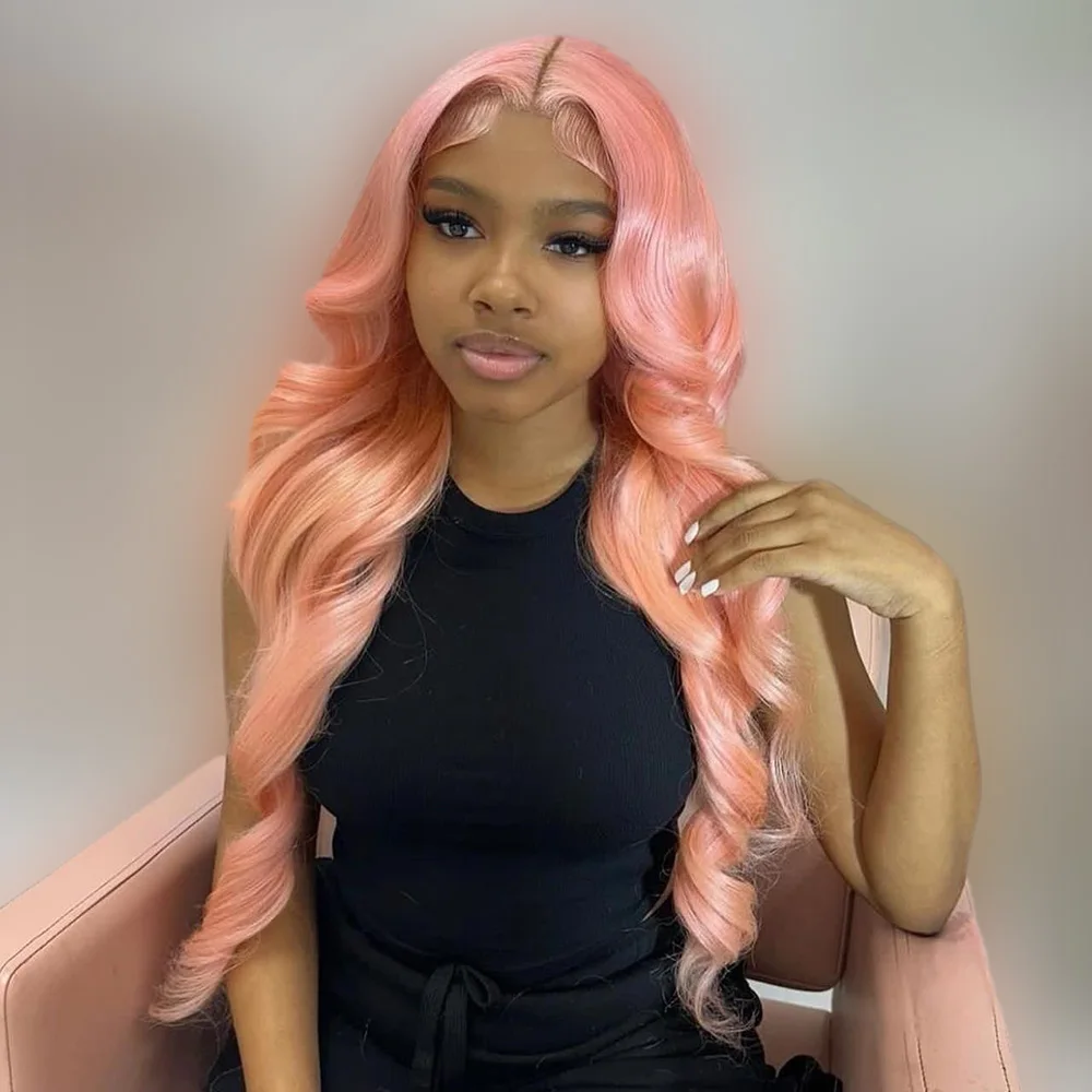 

Parkson-Pink Lace Front Wig for Women, Human Hair, 13x4, 13x6 HD Lace Frontal Wig, Brazilian 613 Colored Body Wave Wig