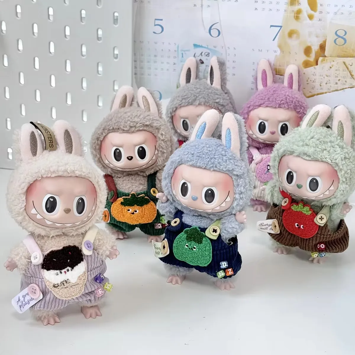 17cm Cute Mini Plush Doll'S Clothes Outfit Accessories Labubu Idol Dolls donut overalls Clothing DIY Kid Gift Strap Labubu Pants 2