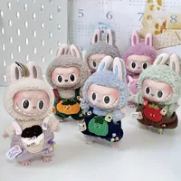 17cm Cute Mini Plush Doll'S Clothes Outfit Accessories Labubu Idol Dolls donut overalls Clothing DIY Kid Gift Strap Labubu Pants 2