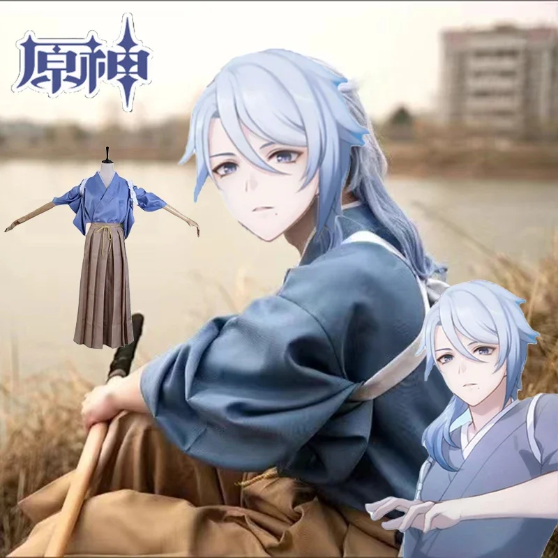 

Ayato Kamisato Cosplay Game Genshin Impact Kamisato Ayato Cosplay Costume Kimono Hanfu Wig Unisex Halloween Costumes Men Women