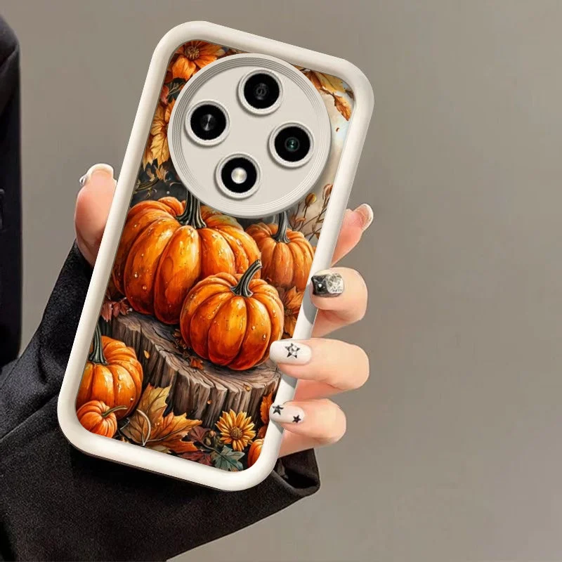 Retro Autumn Pumpkin Maple Leaf Floral Soft Phone Case