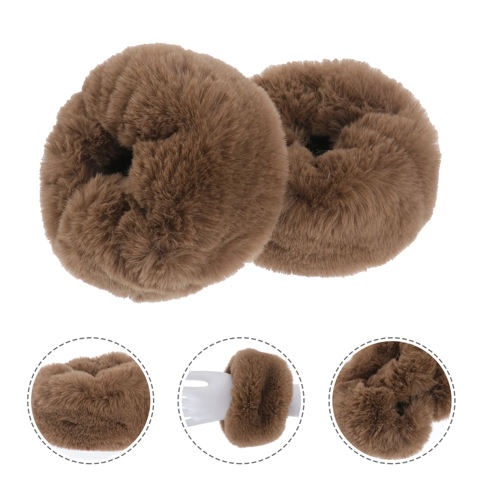 

Fur Sleeve Furry Wrist Cuff Arm Warmers Straps White Tape Wristband Glove Winter