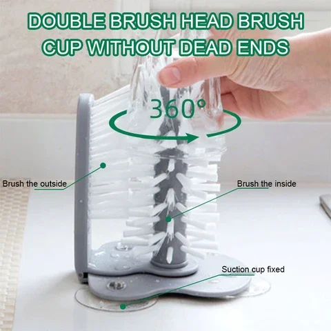 

2 In 1 Drink Mug Wine Suction Cup Kitchen Cleaning Tools Cup Scrubber Glass Cleaner Bottles Brush Sink Kitchen Accessories