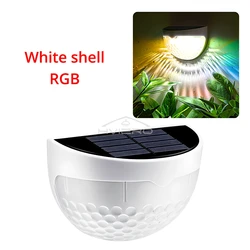 Outdoor Solar Lights - 6 LED Semi - Circular Wall and Step Lamp with IP65 Waterproof Design for Garden, Terrace, and Courtyard Decor (RGB light - White)