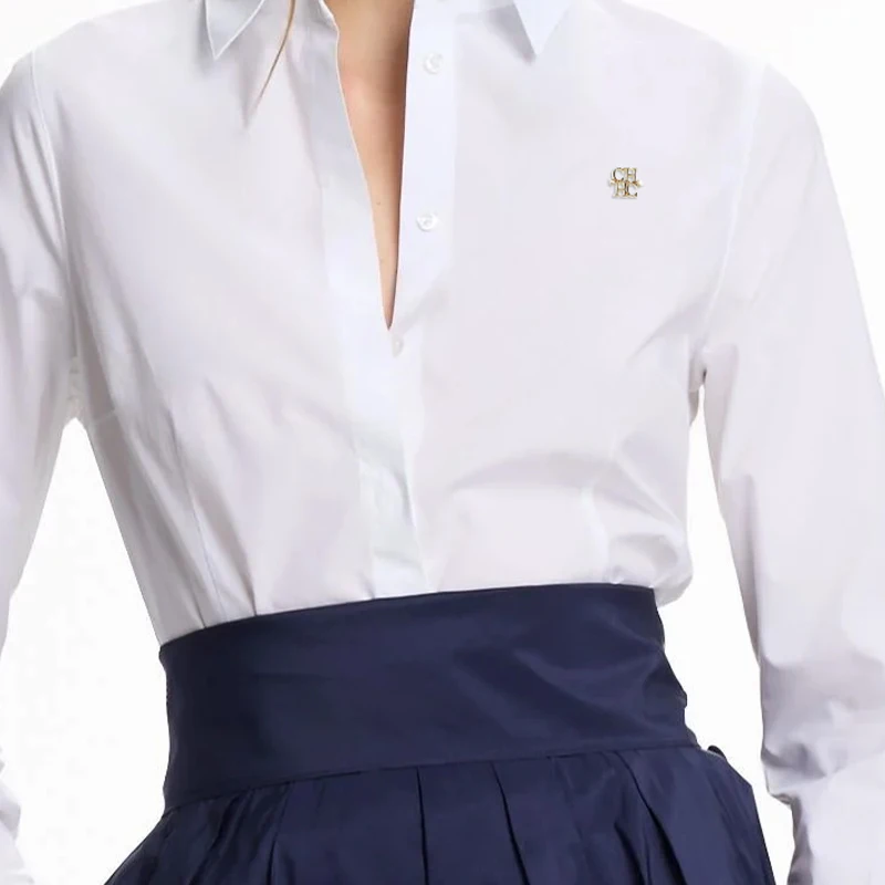 CH Brand Button Down Shirt Long Sleeve Turn Down Collar Office Blouse For Women Formal Work Top 2026 Business Casual Wear 6