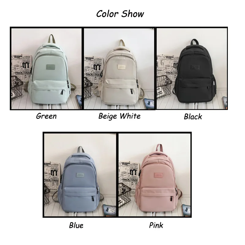 Women's Backpack Solid Color Female Multi-pocket Casual Man Travel Bag High Quality Schoolbag for Teenage Girl Book Knapsack travel backpack school bag