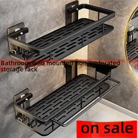 Bathroom Shelf Towel Rack Shelves Wall Shower Shampoo Rack No Drill Stainless Steel Anti Rust Storage Shower Rack Suction Cup 1