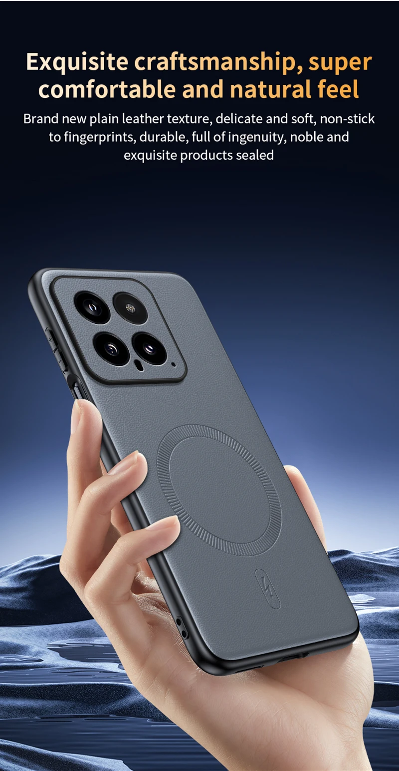 Für Xiaomi 14 Fall Magnetische Leder Schild Abdeckung Für Xiaomi 14 Hohe Qualität Anti-Fingerprint Nicht-Slip PC + TPU – Detail 14