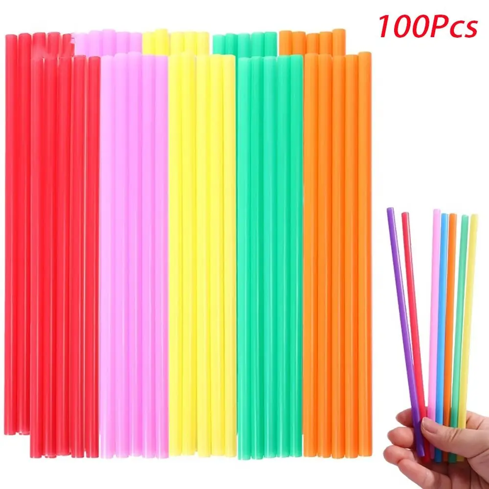 Plastic Disposable Straws Multicolor Summer Party Supplies