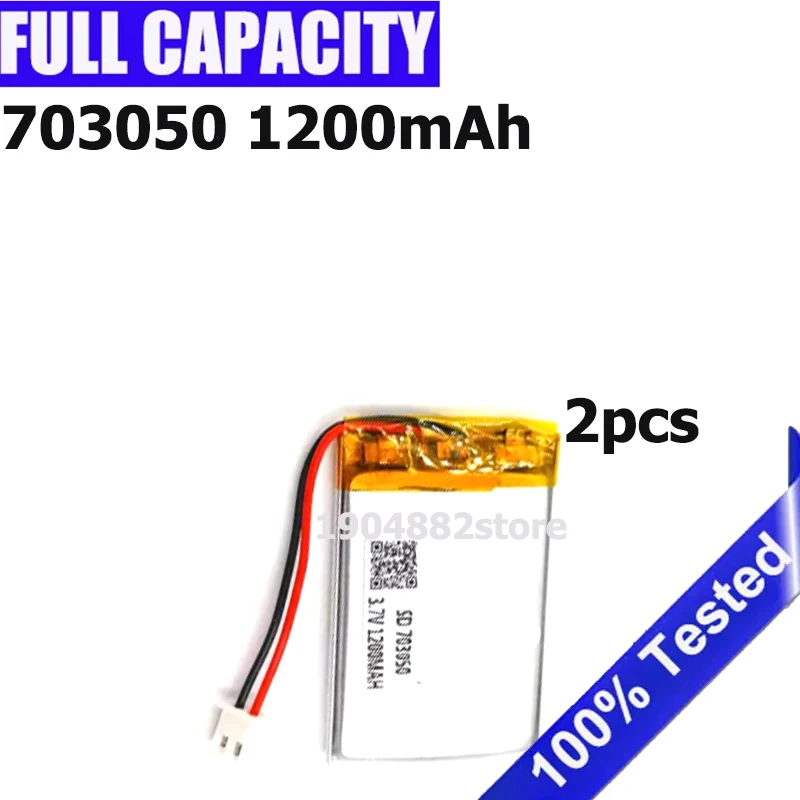 703048 Battery 2.54mm 2pin 703050 3.7V 1200mAh Lithium Polymer LiPo ...