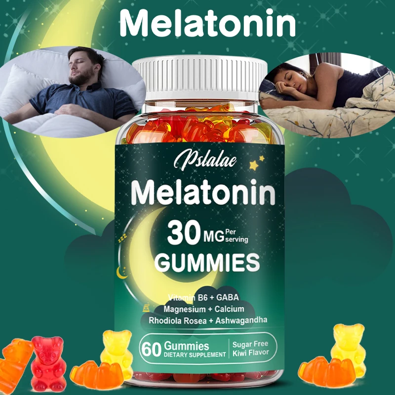 

Melatonin Gummies 30 Mg Natural Berry Flavor Vegan Supplement Non-GMO, Gluten-Free, 60 Gummies