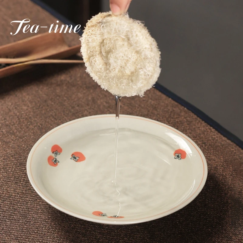 

Hand-painted Persimmon Art Ceramic Pot Bearing Holder Retro Plant Ash Glaze Dry Brewing Tray Kung Fu Tea Set Fruit Snack Plate