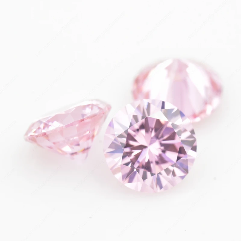 Round Cut Pink Cubic Zirconia Loose CZ Stone 3-16mm Synthetic Gems High Quality DIY for Jewelry