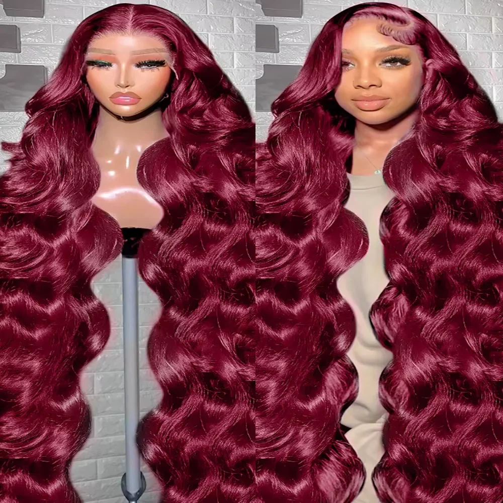 Body Wave Burgundy 99J Red Colored Human Hair Wigs 13x6 HD Lace Frontal Wig Red 13x4 HD Lace Front Wig Human Hair Wigs