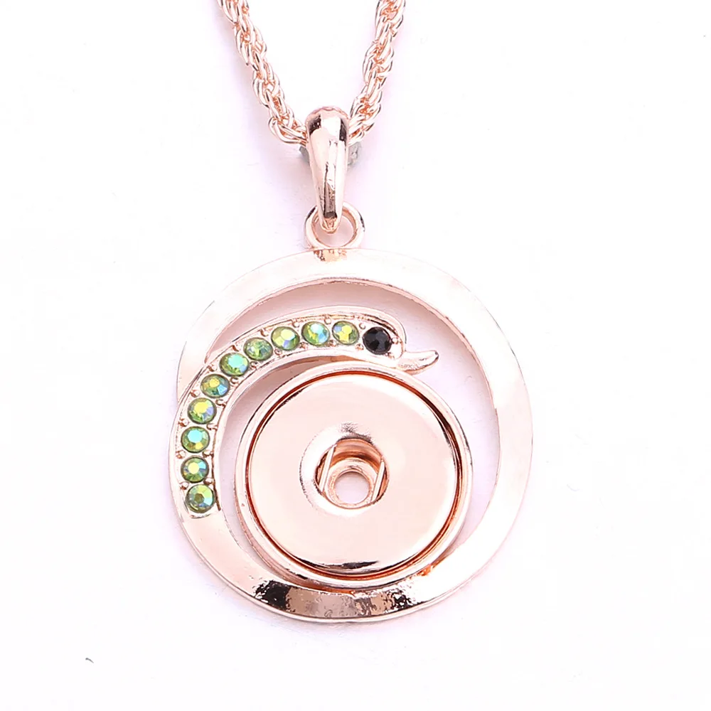 10pcs New Style Metal Crystal Snap Button Pendant Necklace Fit 18MM Snap Buttons Jewelry For Women