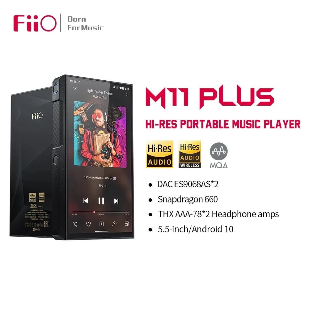 Fiio M11 Plus Ess Hi-Res Lettore Musicale Mp3 Android 10 / Mqa / Dac Es9068As * 2 Dsd512 Bluetooth 5.0 5.5 Pollici 64Gb Snapdragon 660