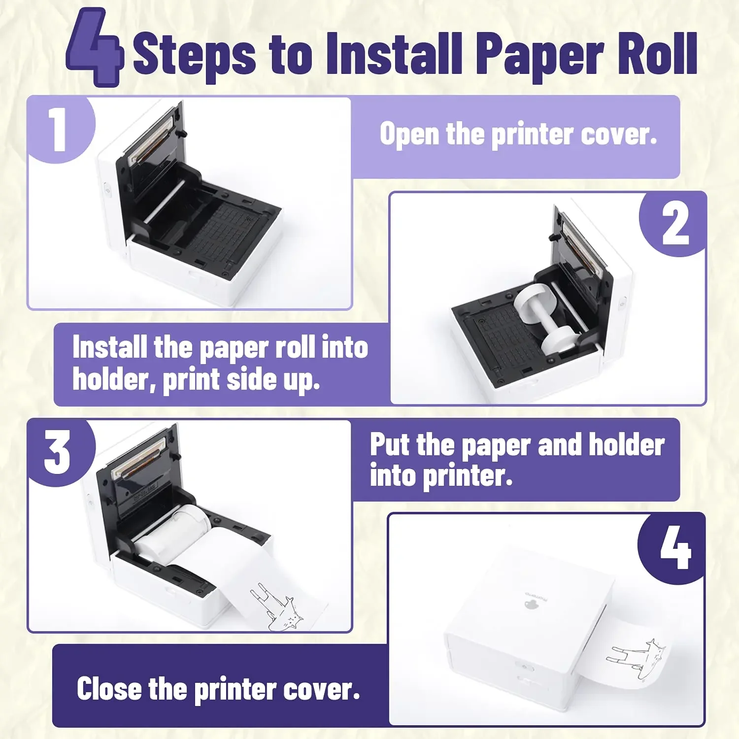 Phomemo 3 Rolls 50mm * 3.5M 검정색 투명 자기 접착 성 감열지 M02 시리즈 용 BPA 프리 스티커 Mini Protable Printer
