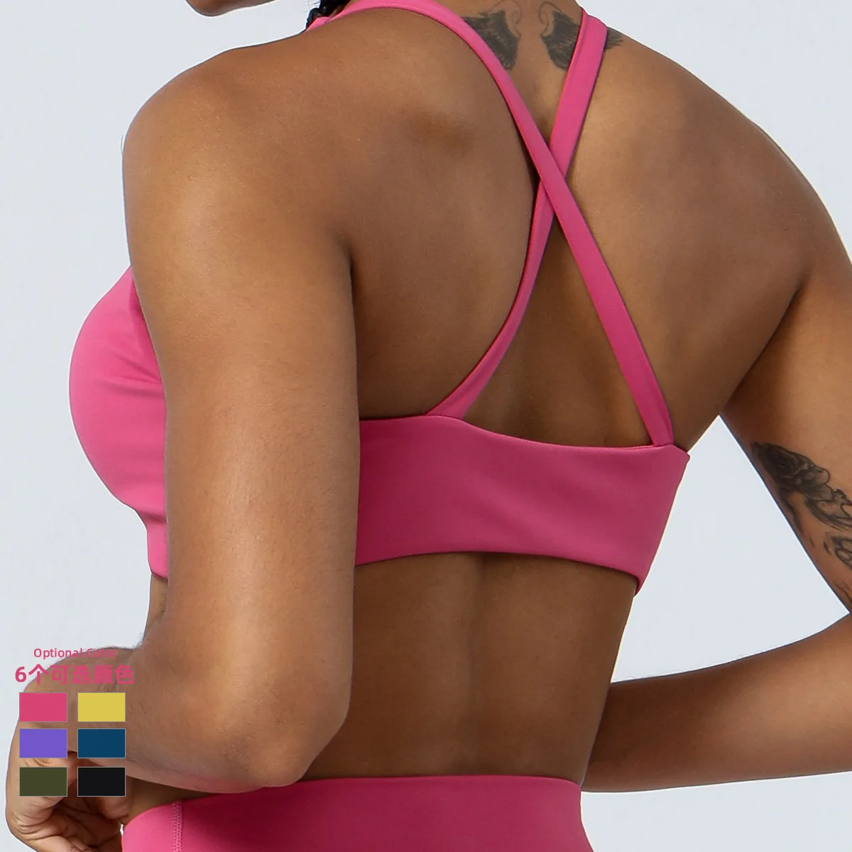 Light Support Deep V Neck Twisted Backless Yoga Sports Bra with Removable  Pad Cross Back Gym Workout Crop Tank Tops Women