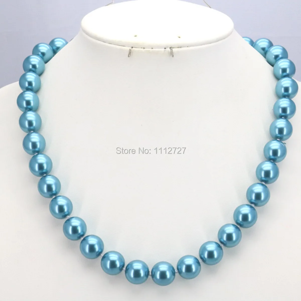 

10mm Round Sky Blue Glass Pearl Beads Necklace Hand Made Fashion Jewelry Making Design Christmas Gifts Girls Women Neckwear