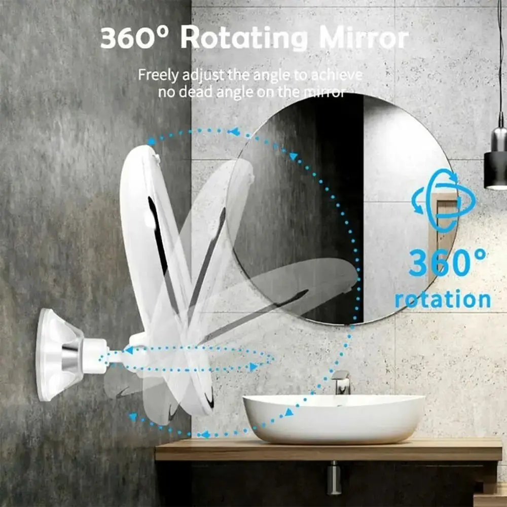 Flexible 10x Magnifying Travel Makeup Mirror Touch Screen 3 Color Lighting Modes Touch Screen Vanity Mirror Bottom Sucker