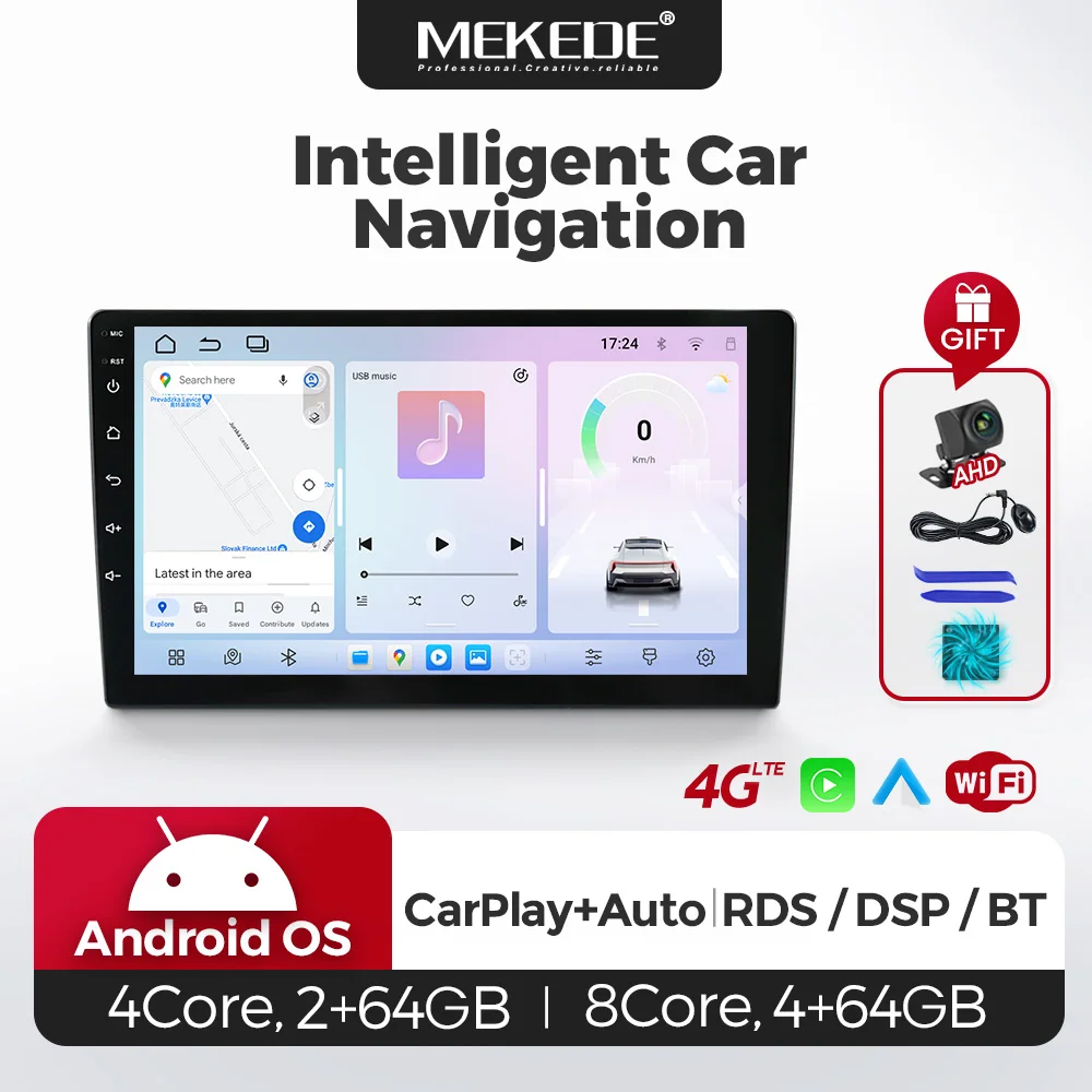 MEKEDE Radio para coche con CarPlay Android Auto de 7/9/10,1 pulgadas, reproductor multimedia universal con navegación GPS Android para Peugeot, VW, Nissan, Hyundai, Kia, Benz, Audi, BMW, pantalla táctil WiFi, autorradio, reproductor de vídeo, unidad principal, estéreo, sistemas inteligentes 1