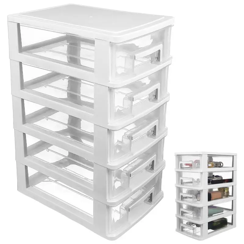 

Five-Layer Storage Cabinet Organiser Plastic Drawer Type Closet Dustproof Desktop Storage Case Organizer Sundries Drawer Holder