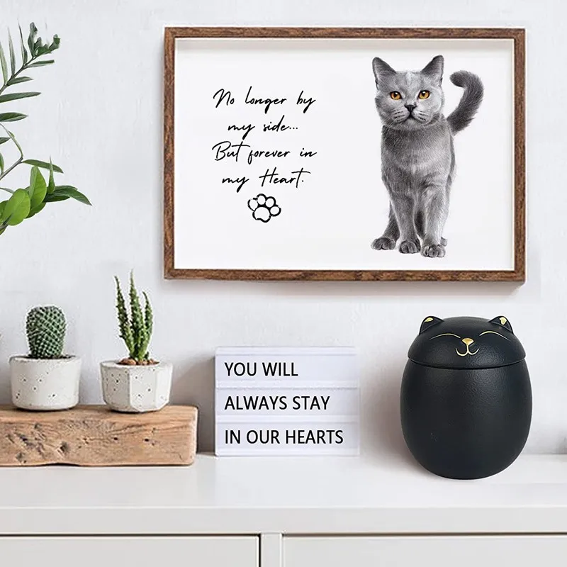 Cremation Urn New Urn Pet Ashes Cat Shape Memorial Handcrafted Black Decorative Funeral Panda Cat Dog