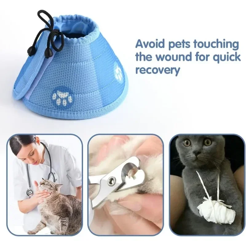 Adjustable Cat Cone Collar Soft Anti-Bite Protective Cat Elizabeth Collar and Dog Surgery Medical Neck Ring Accessory