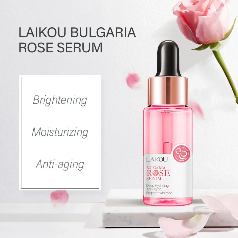 LAIKOU Bulgaria Rose Serum Deep Moisturizing Hydrating  Brighten Skin Tone Remove Spots Shrink Pores Care 17ml 3