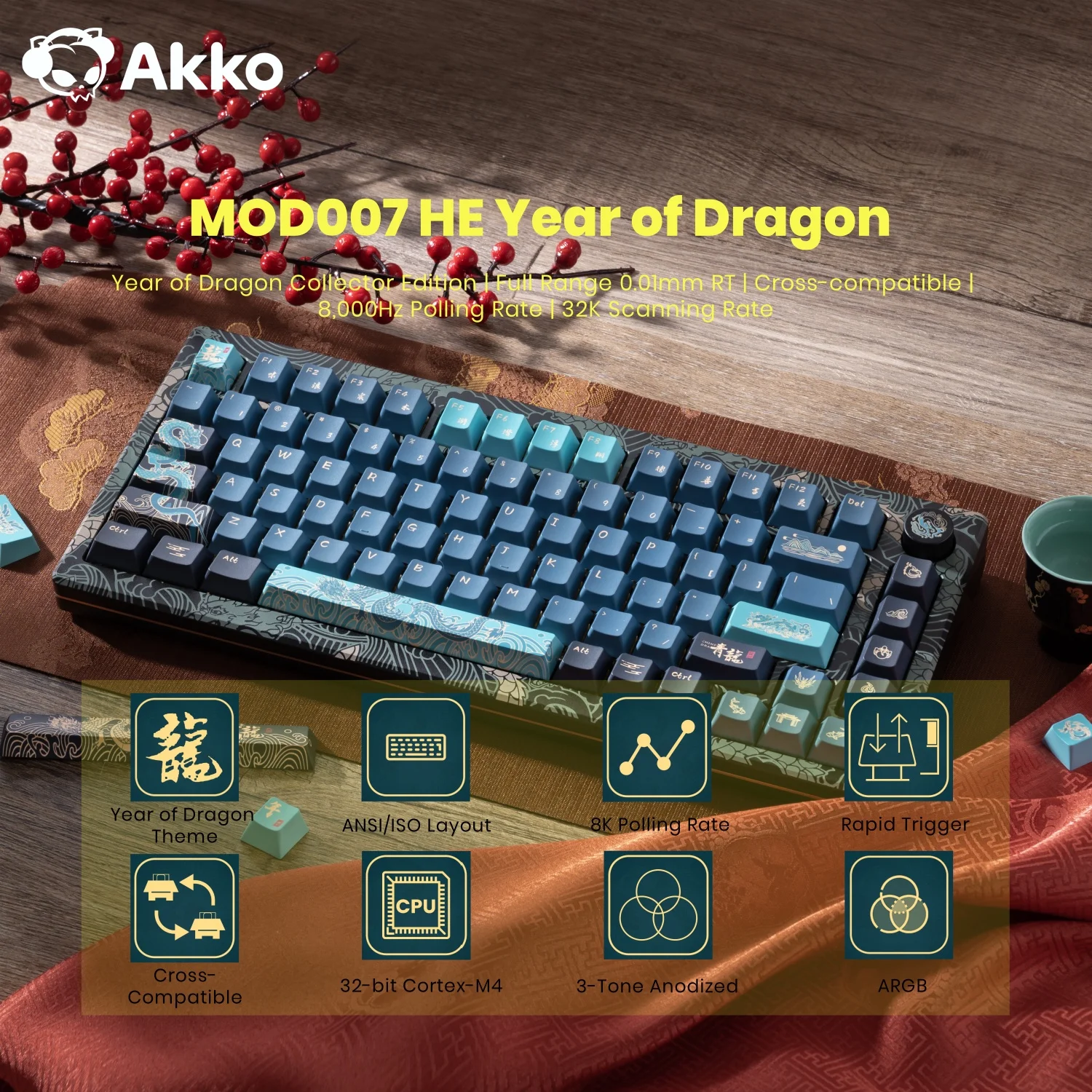辰年限定モデルAkko YEAR OF DRAGON メカニカルキーボード Initial impressions of Akko MOD007v3 HE Year of Dragon : r