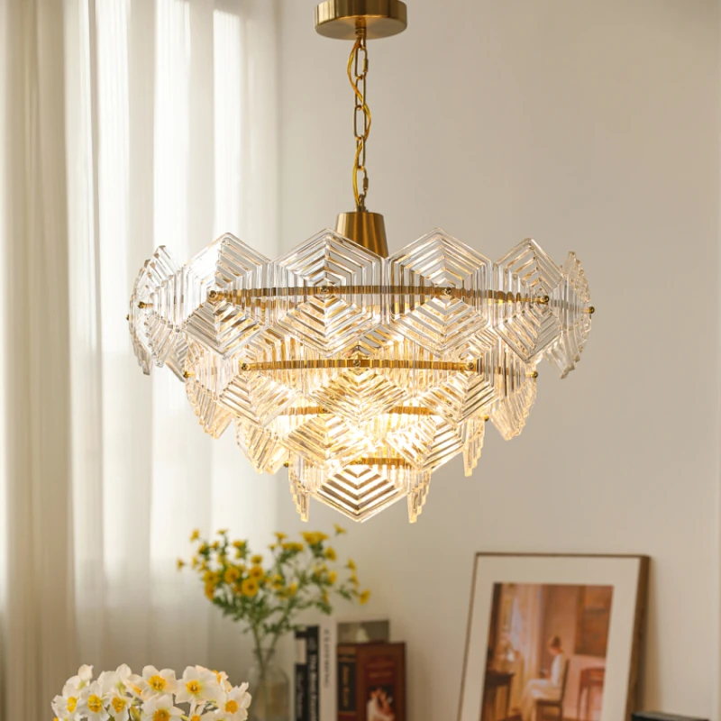 

Bright Domain: American retro living room chandelier, bedroom study, dining room, Bauhaus vintage French crystal high-end lamps