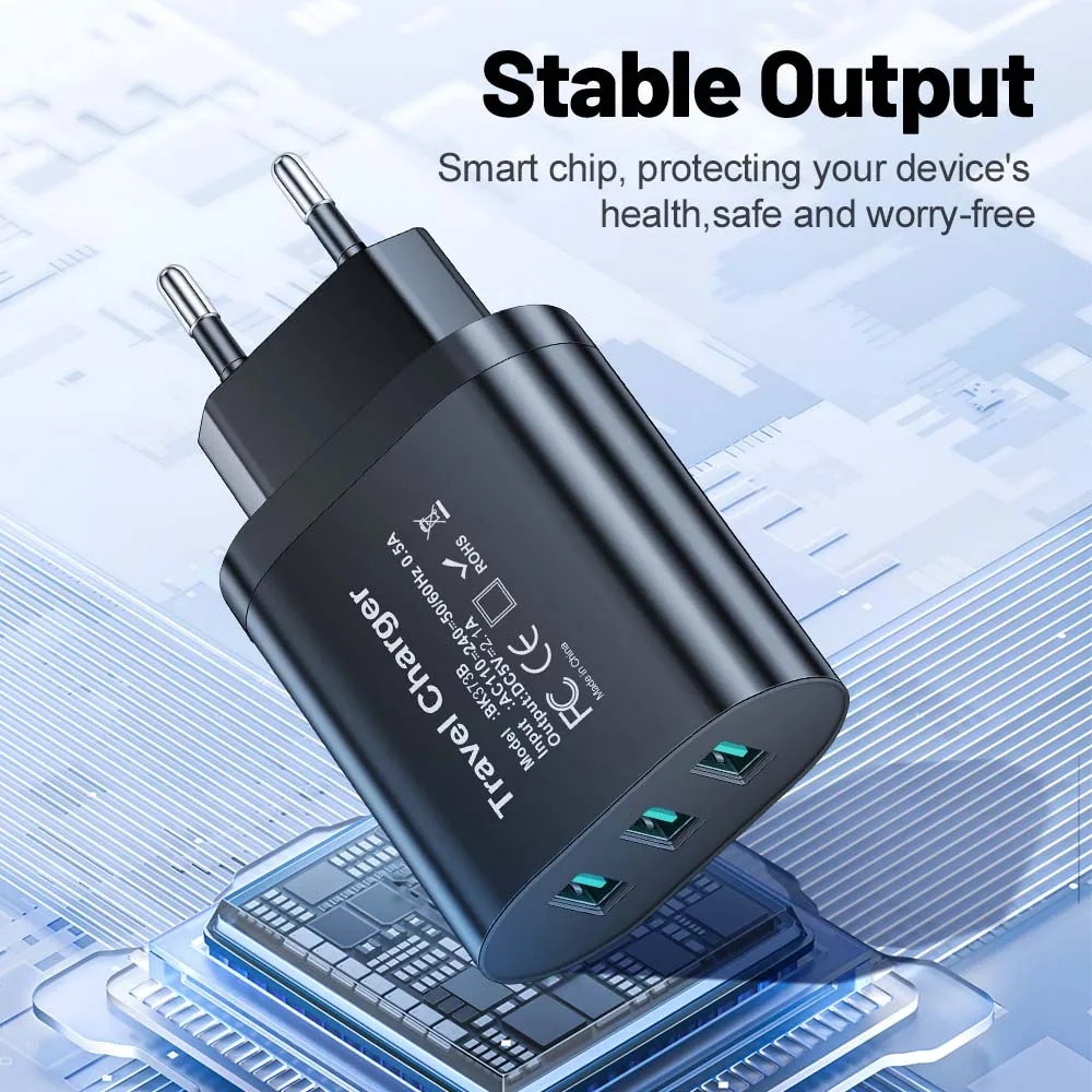 3 Ports USB Phone Charger 2.1A Fast Charging For Samsung Xiaomi Huawei iPhone Mobile Phone Adapter EU/US/UK Plug