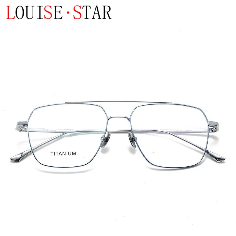 

New Large Frame Crossbeam Pure Titanium Eyeglass Frame With Multiple Colors For Men's Prescription Glasses