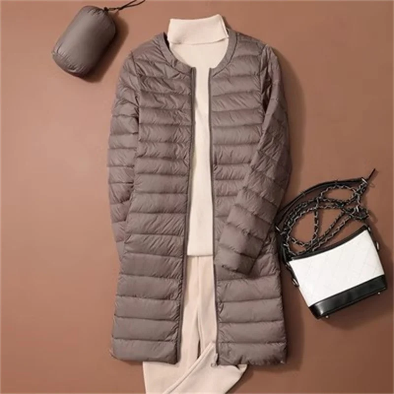 

Autumn Winter Women Bigsize Down Coat Warm Ultra Light White Duck Down Jacket Female Midi Long Puffer Parkas Outwears Clothing